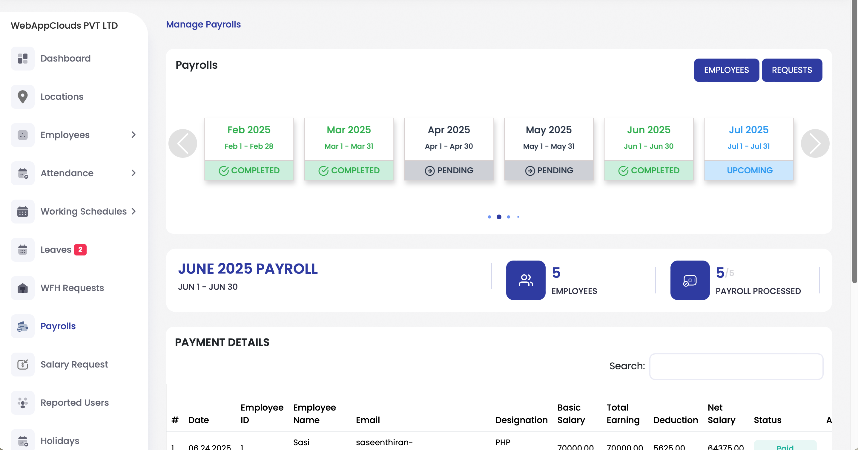 Manage Payroll UI